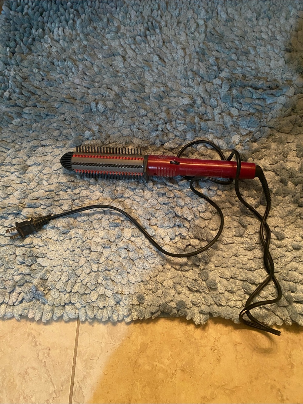 Red Ceramic Rotating Hot Air Brush for Women Hair Styling